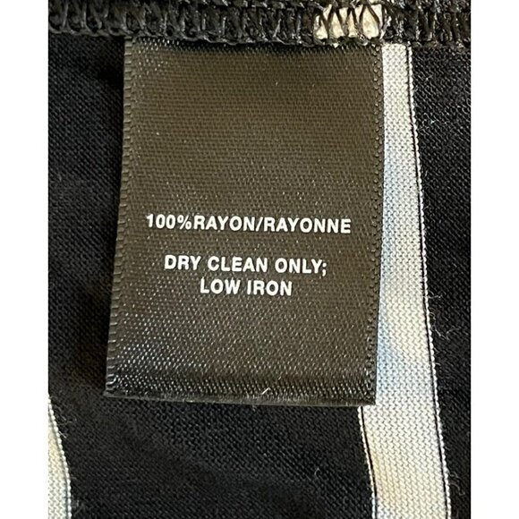 LAFAYETTE 148 Black White Striped Rayon Short Sleeve Scoop Neck T-Shirt Top - Picture 5 of 6